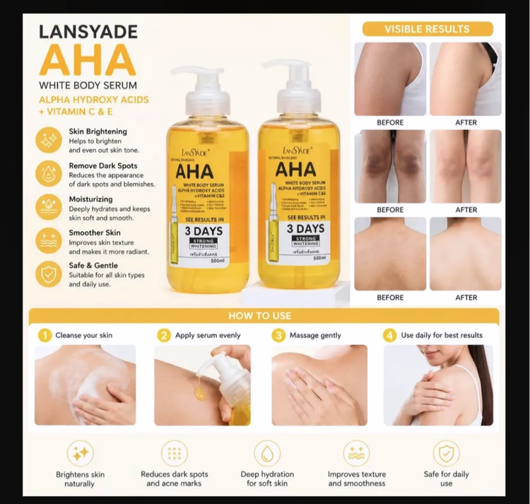 سرم روشنکننده قوی AHA برند LansYade،