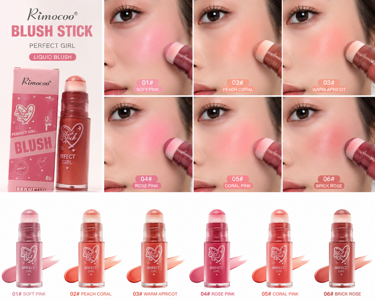 رژگونه مایع پنبهای ریموکو مدل Perfect Girl (Rimocoo Blush Stick)