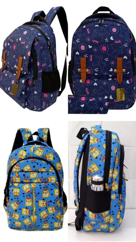 🎒 کیف مدرسه طرح باب اسفنجی و میو