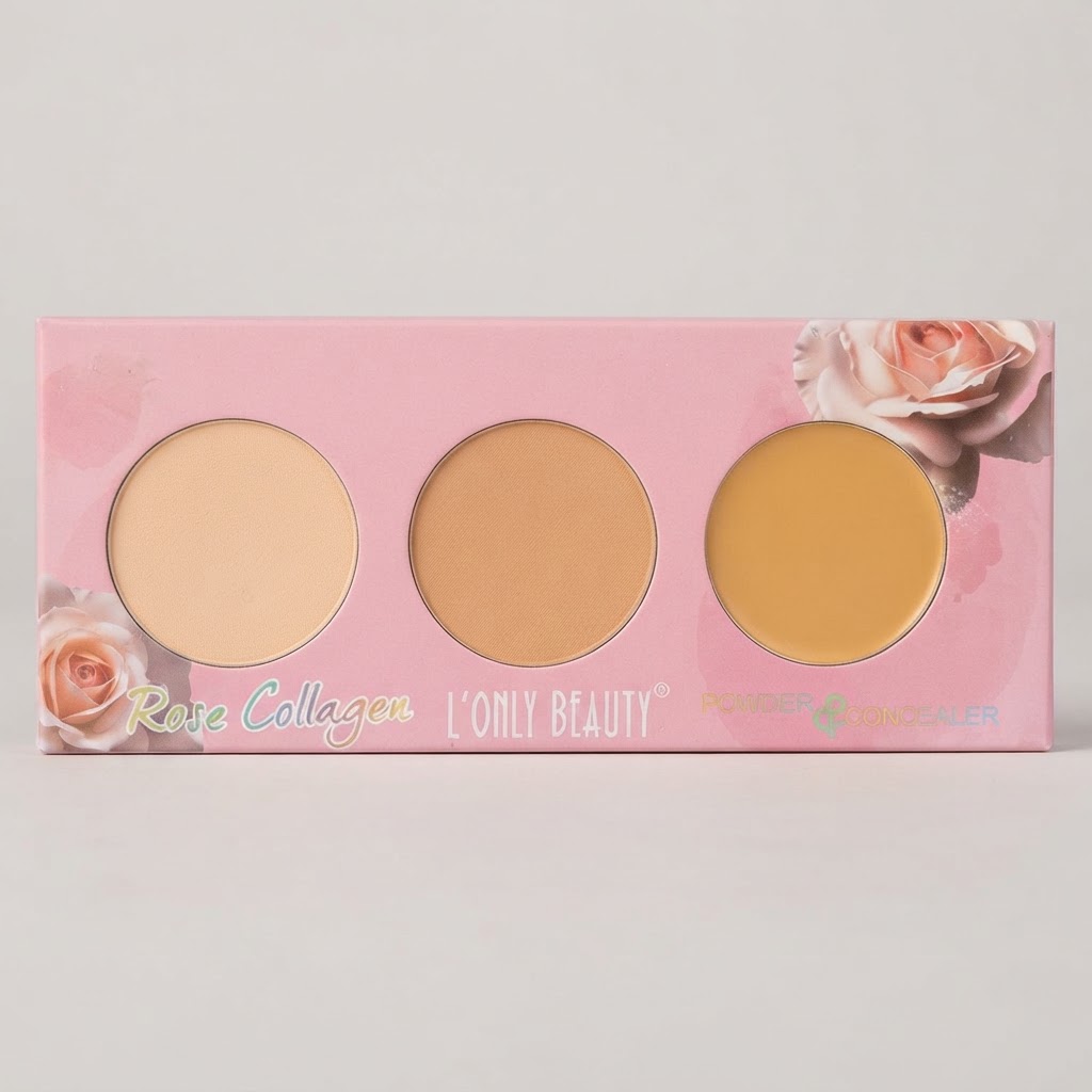 پنکک کانسیلر پودری رز کلاژن L'ONLY BEAUTY - پالت 3 رنگه